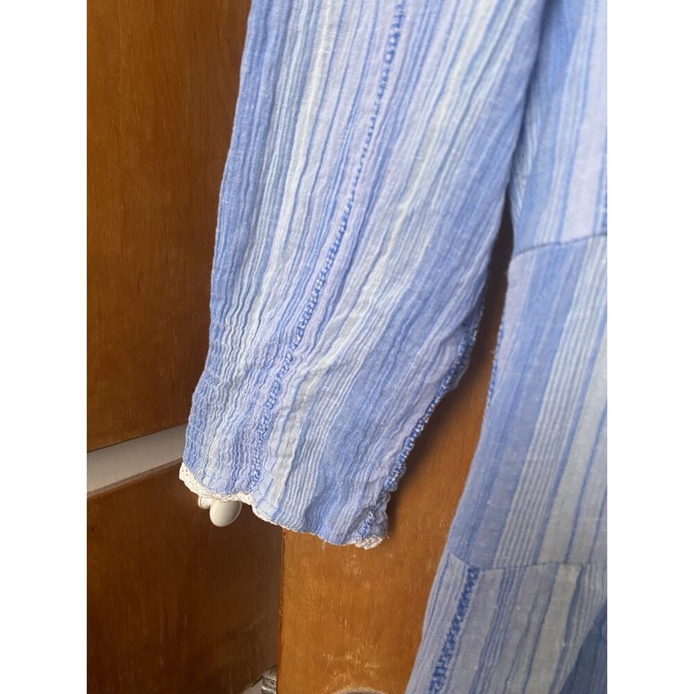 Rixo Kristen Blue Stripe Cotton Midi Maxi Tiered Peasant Dress Cottage Sz 10 - Picture 4 of 8